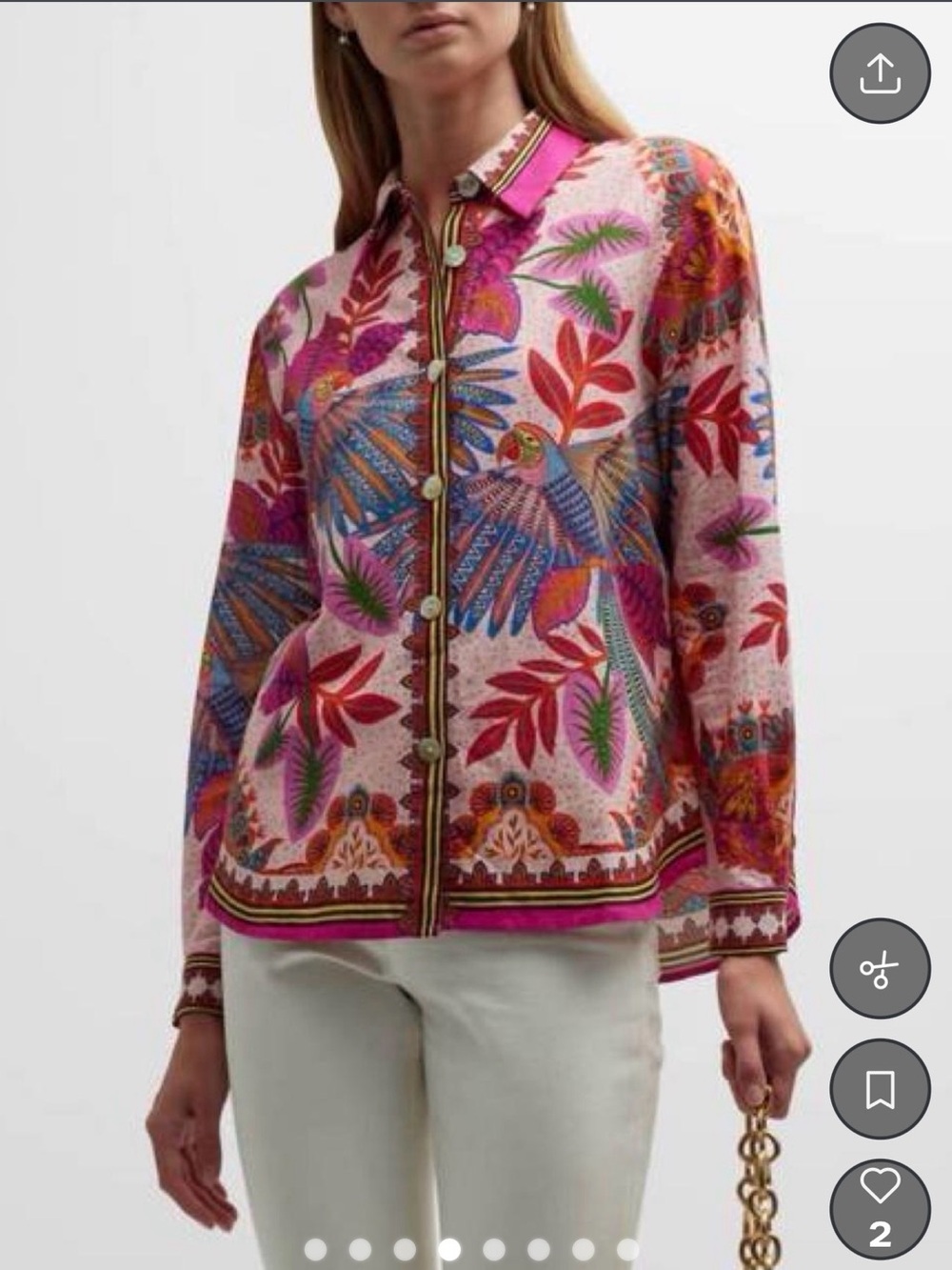 FARM Rio Pink Multicolor Parrot Print Button-Front Jacket - Picture 4 of 7